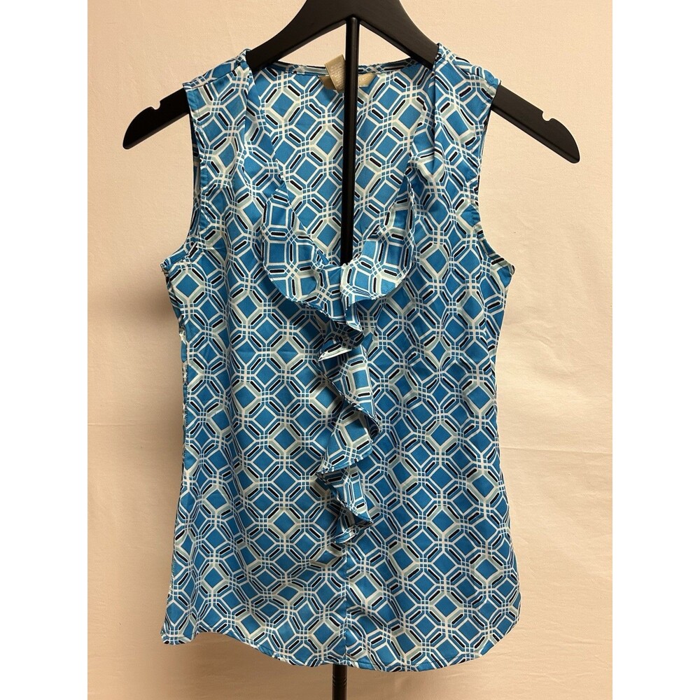 Banana Republic Womens Size XXS Top Ruffles Trim V Neck Sleeveless Pullover